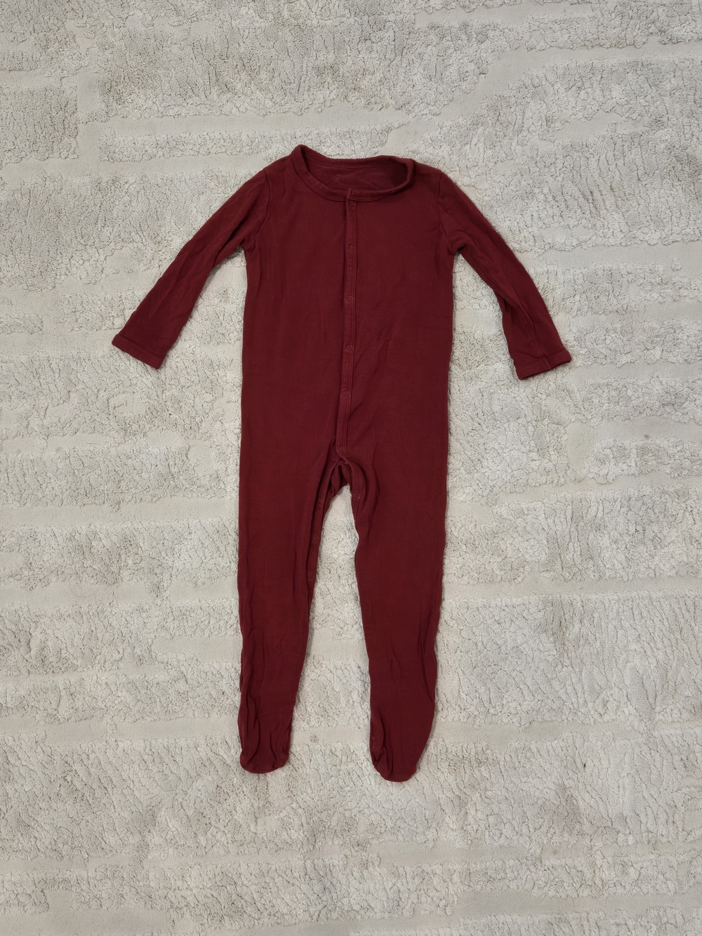 Kyte BABY Long-Sleeve Footed One-Piece in Maroon Red